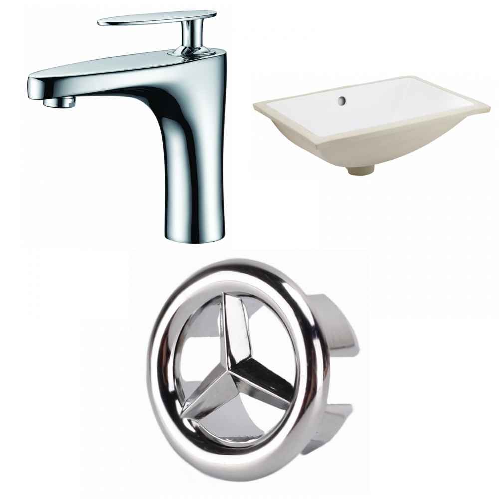 20.75-in. W CSA Rectangle Bathroom Undermount Sink Set In White - Chrome Hardware