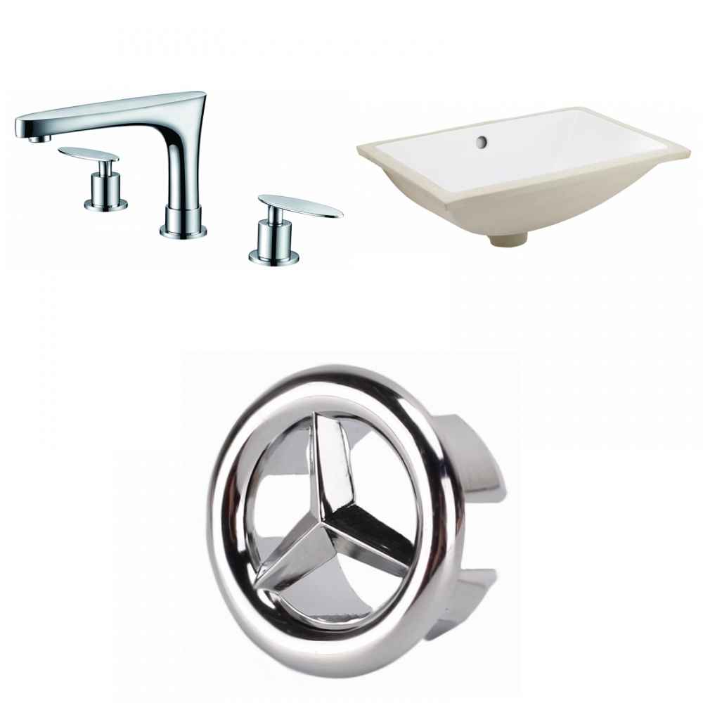 20.75-in. W CSA Rectangle Bathroom Undermount Sink Set In White - Chrome Hardware