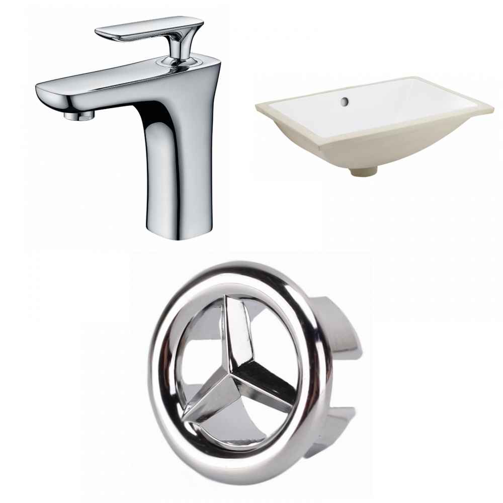 20.75-in. W CSA Rectangle Bathroom Undermount Sink Set In White - Chrome Hardware