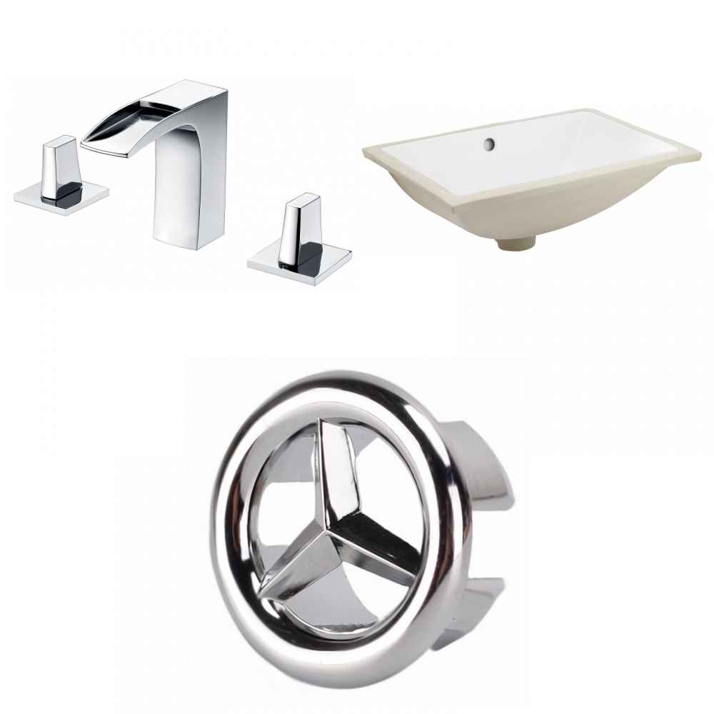 20.75-in. W CSA Rectangle Bathroom Undermount Sink Set In White - Chrome Hardware