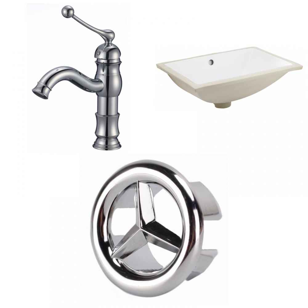 20.75-in. W CSA Rectangle Bathroom Undermount Sink Set In White - Chrome Hardware