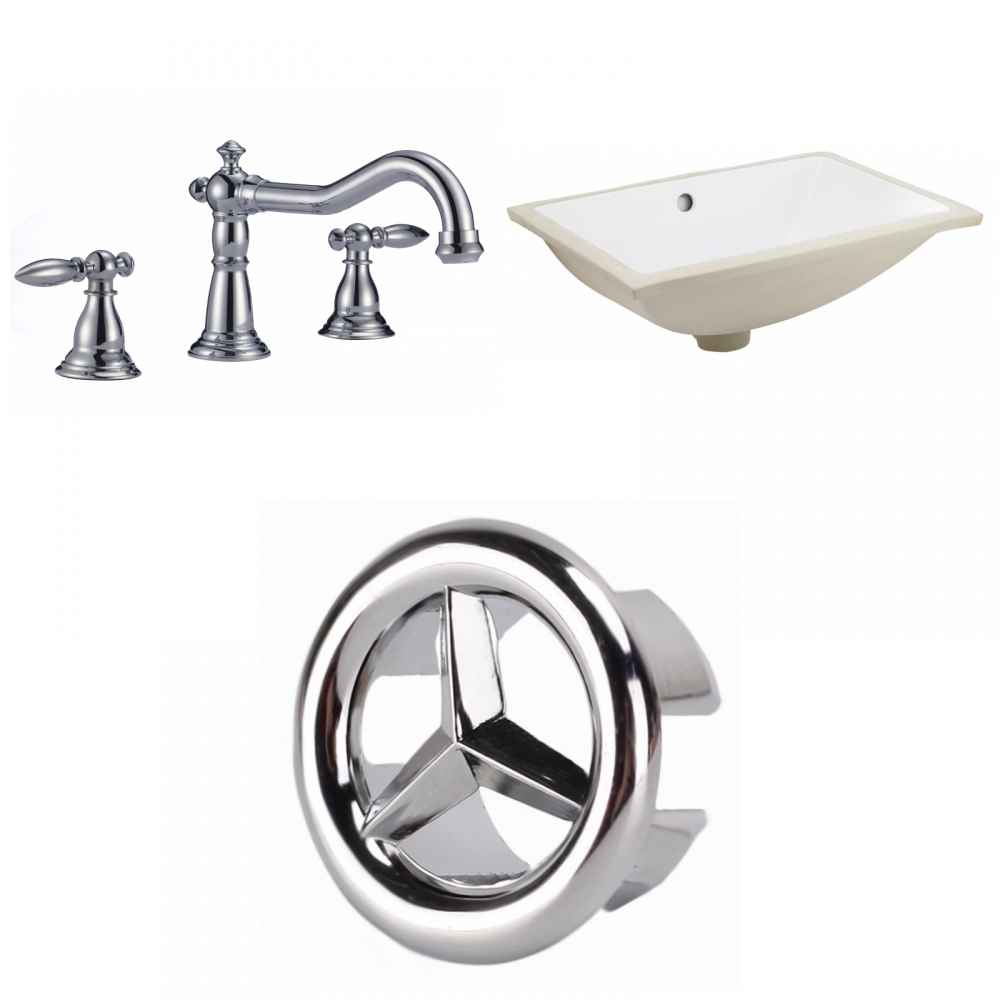 20.75-in. W CSA Rectangle Bathroom Undermount Sink Set In White - Chrome Hardware