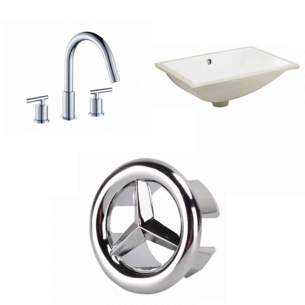20.75-in. W CSA Rectangle Bathroom Undermount Sink Set In White - Chrome Hardware