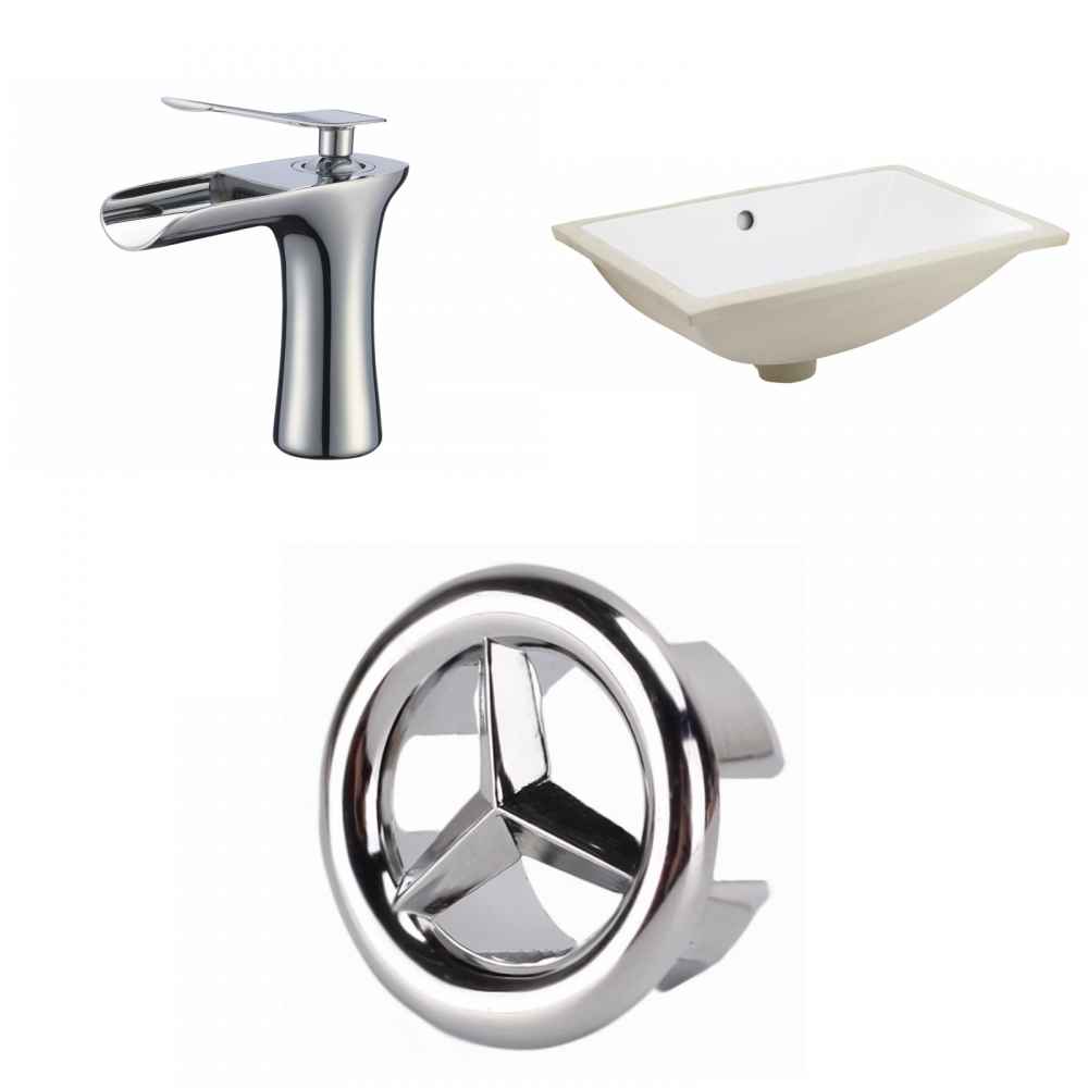 20.75-in. W CSA Rectangle Bathroom Undermount Sink Set In White - Chrome Hardware