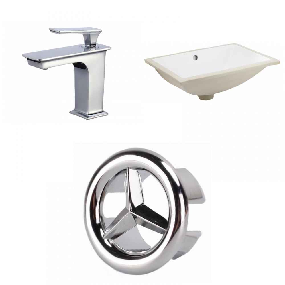20.75-in. W CSA Rectangle Bathroom Undermount Sink Set In White - Chrome Hardware