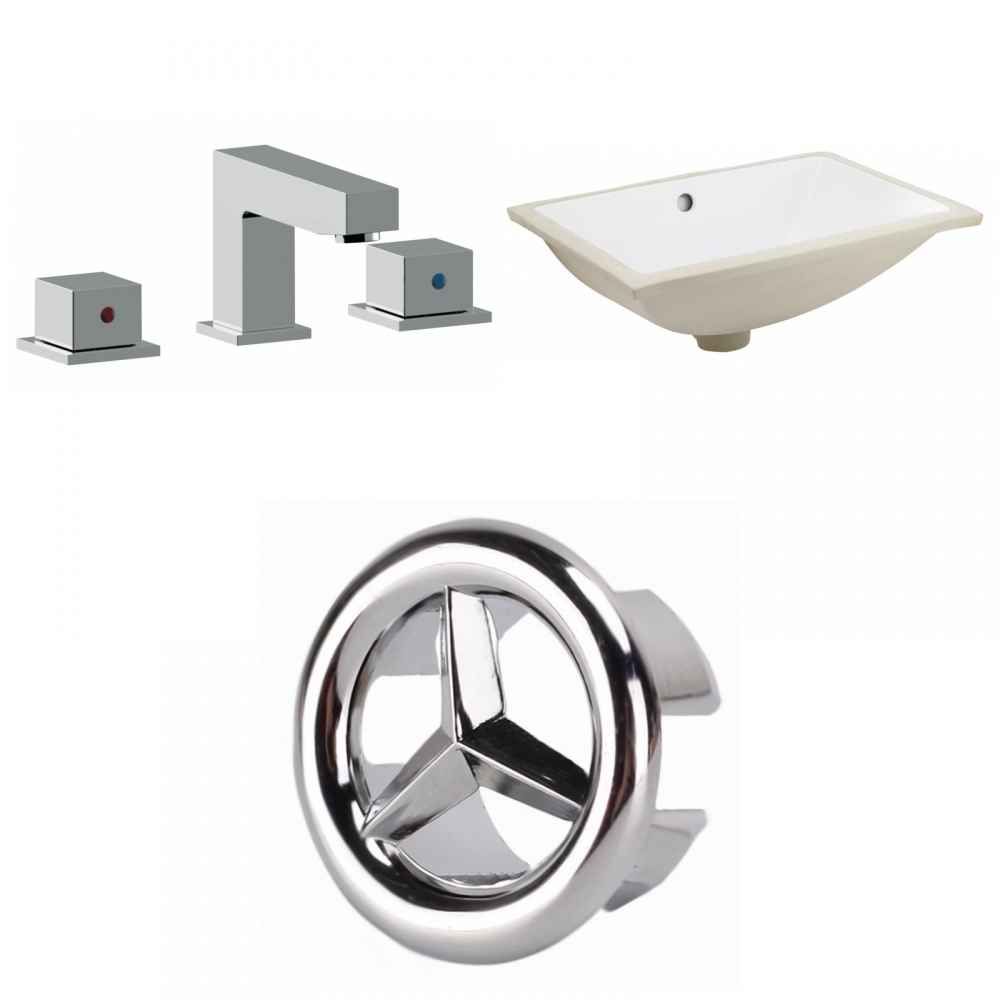 20.75-in. W CSA Rectangle Bathroom Undermount Sink Set In White - Chrome Hardware