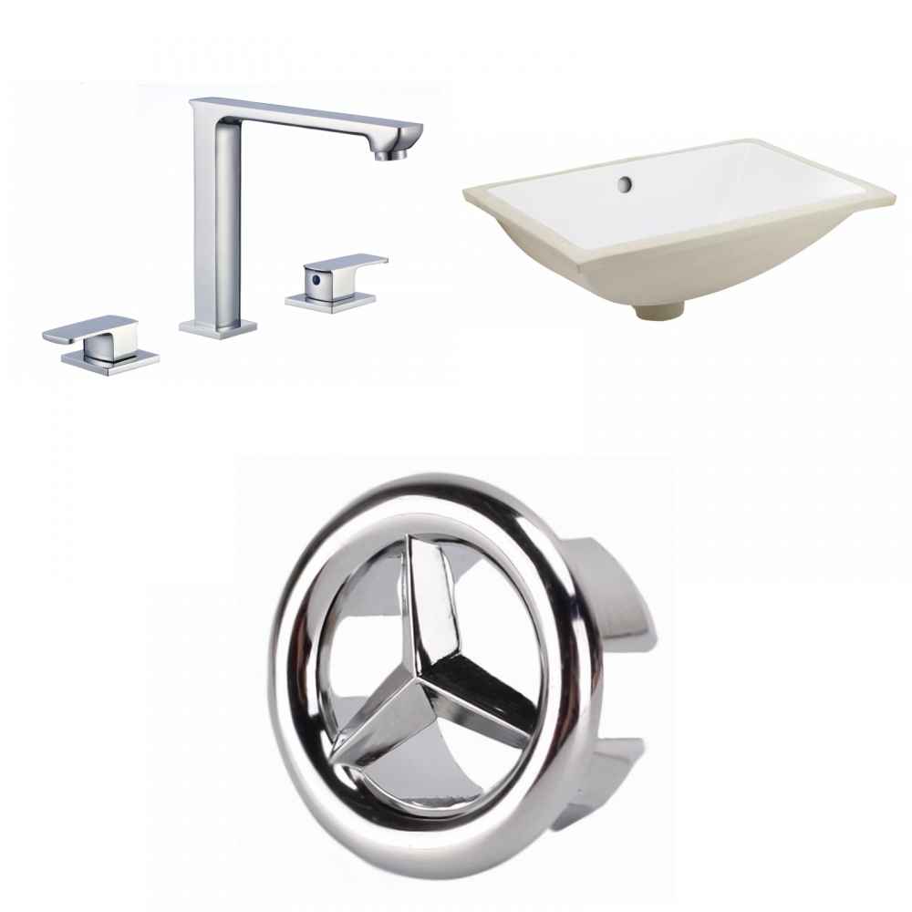 20.75-in. W CSA Rectangle Bathroom Undermount Sink Set In White - Chrome Hardware