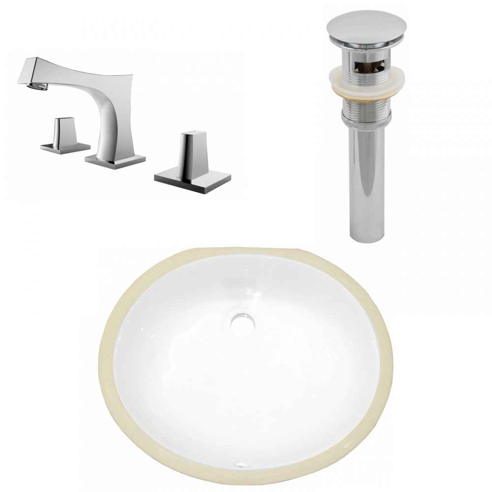 18.25-in. W CSA Oval Bathroom Undermount Sink Set In White - Chrome Hardware - Overflow Drain Incl.
