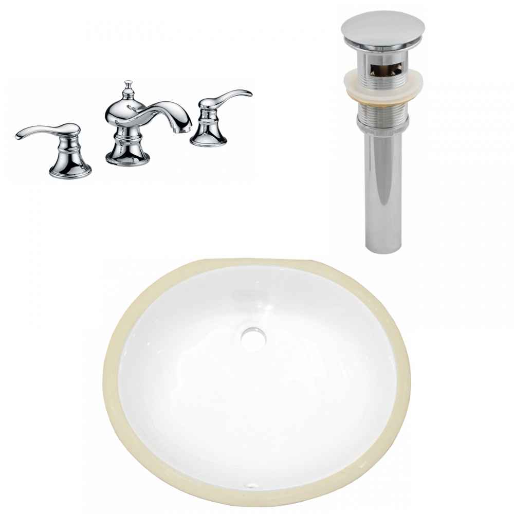 18.25-in. W CSA Oval Bathroom Undermount Sink Set In White - Chrome Hardware - Overflow Drain Incl.