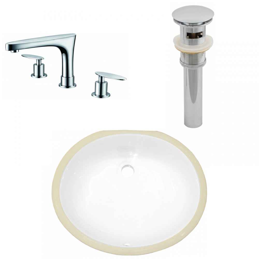 18.25-in. W CSA Oval Bathroom Undermount Sink Set In White - Chrome Hardware - Overflow Drain Incl.