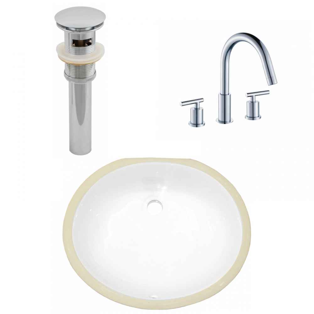 18.25-in. W CSA Oval Bathroom Undermount Sink Set In White - Chrome Hardware - Overflow Drain Incl.