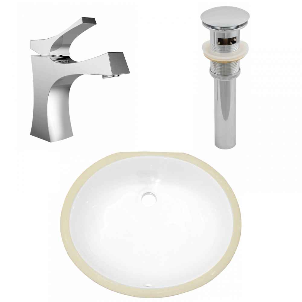 16.5-in. W CSA Oval Bathroom Undermount Sink Set In White - Chrome Hardware - Overflow Drain Incl.