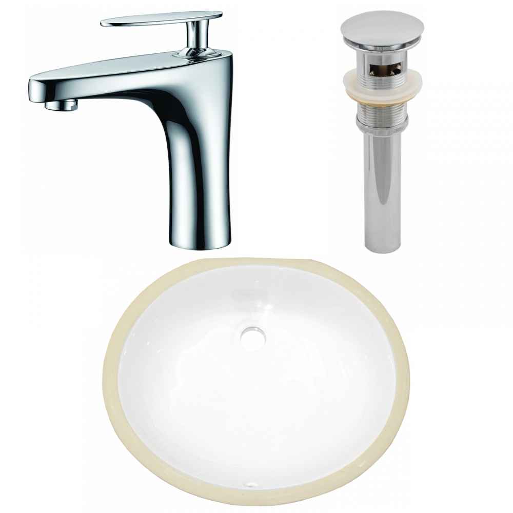 16.5-in. W CSA Oval Bathroom Undermount Sink Set In White - Chrome Hardware - Overflow Drain Incl.