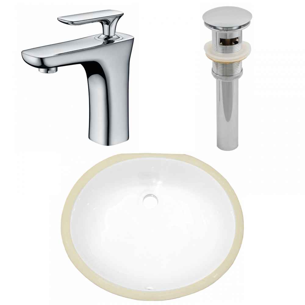 16.5-in. W CSA Oval Bathroom Undermount Sink Set In White - Chrome Hardware - Overflow Drain Incl.