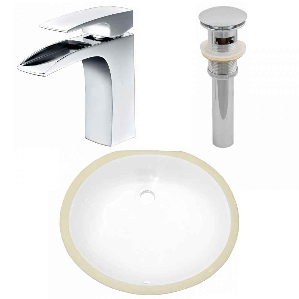 16.5-in. W CSA Oval Bathroom Undermount Sink Set In White - Chrome Hardware - Overflow Drain Incl.