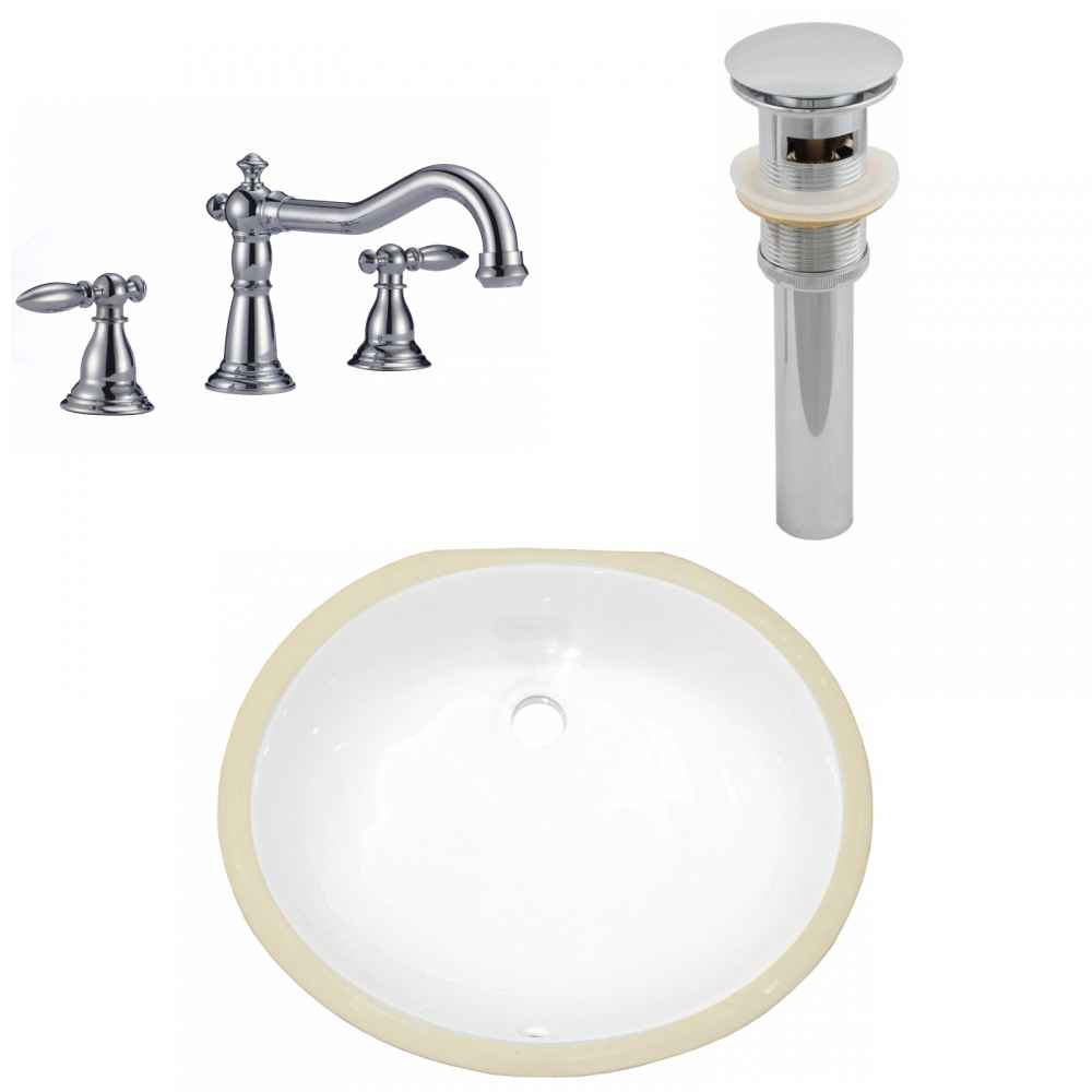 16.5-in. W CSA Oval Bathroom Undermount Sink Set In White - Chrome Hardware - Overflow Drain Incl.