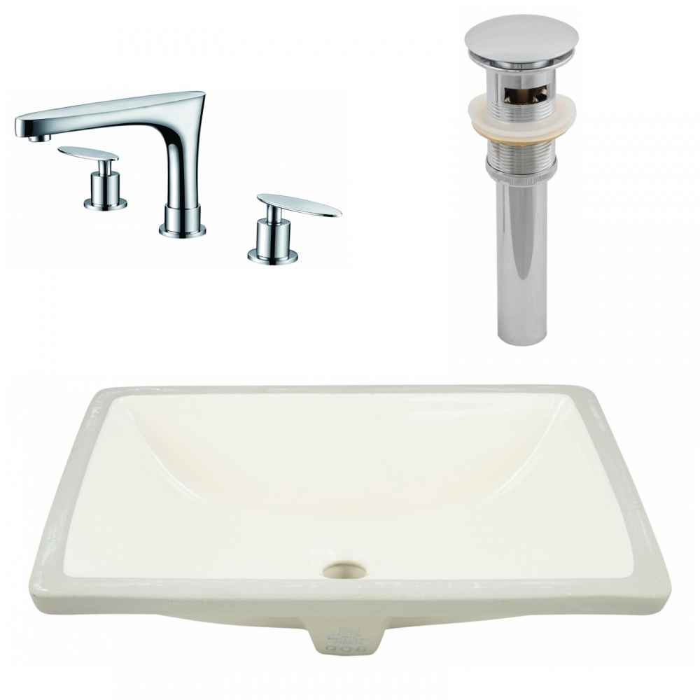 20.75-in. W CSA Rectangle Bathroom Undermount Sink Set In Biscuit - Chrome Hardware - Overflow Drain Incl.
