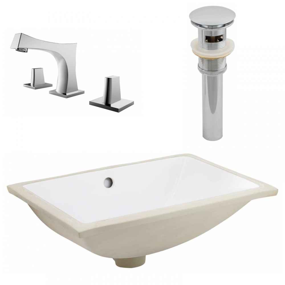 20.75-in. W CSA Rectangle Bathroom Undermount Sink Set In White - Chrome Hardware - Overflow Drain Incl.