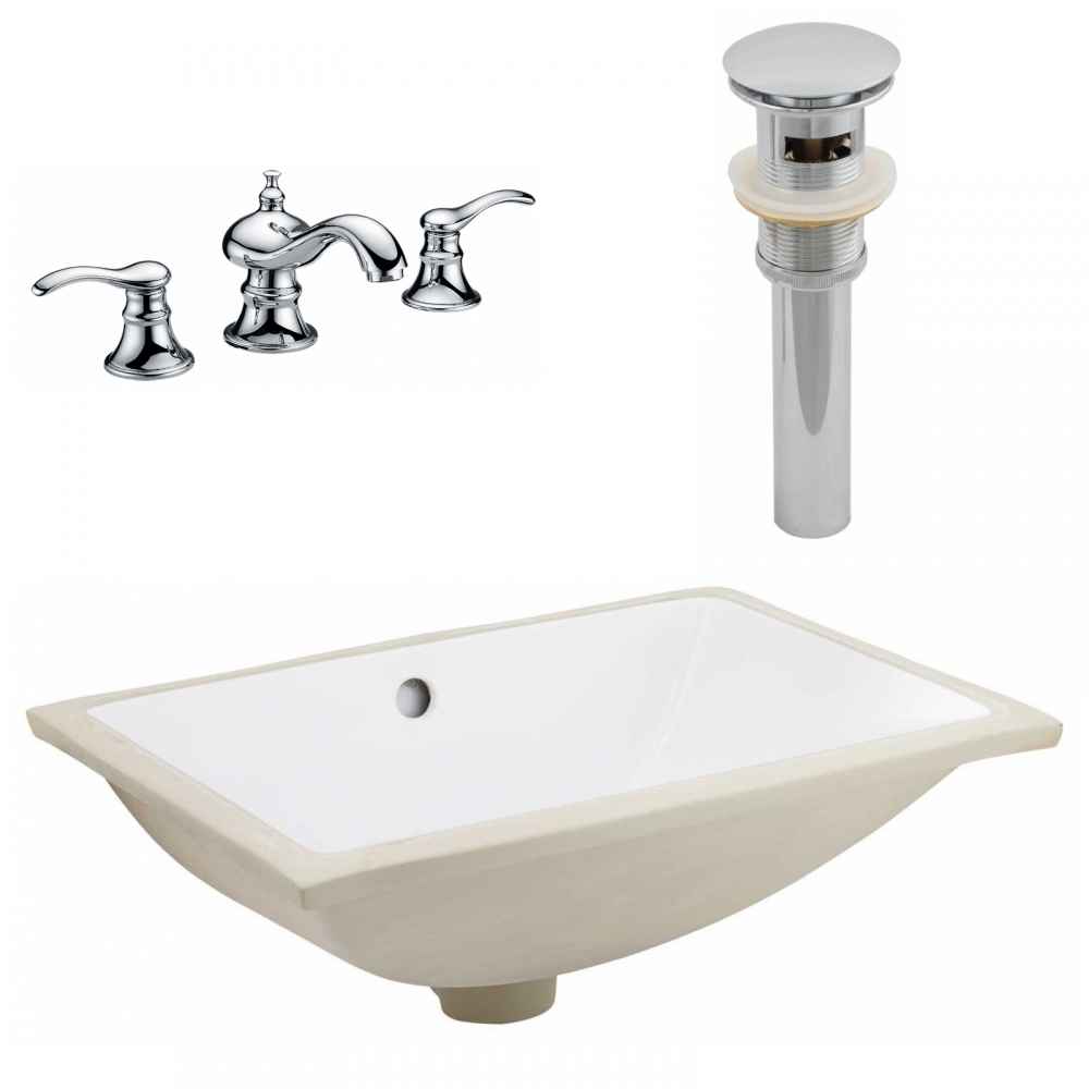 20.75-in. W CSA Rectangle Bathroom Undermount Sink Set In White - Chrome Hardware - Overflow Drain Incl.