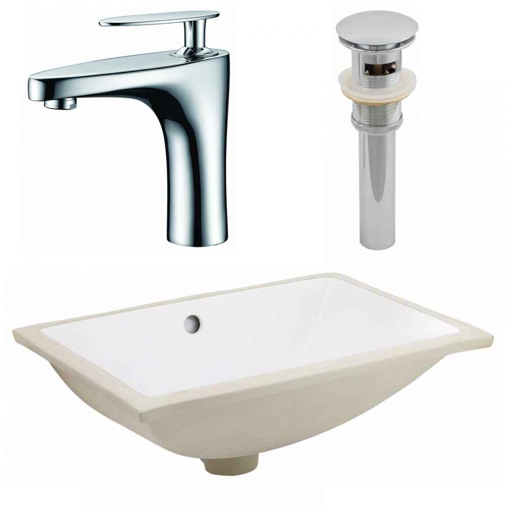 20.75-in. W CSA Rectangle Bathroom Undermount Sink Set In White - Chrome Hardware - Overflow Drain Incl.