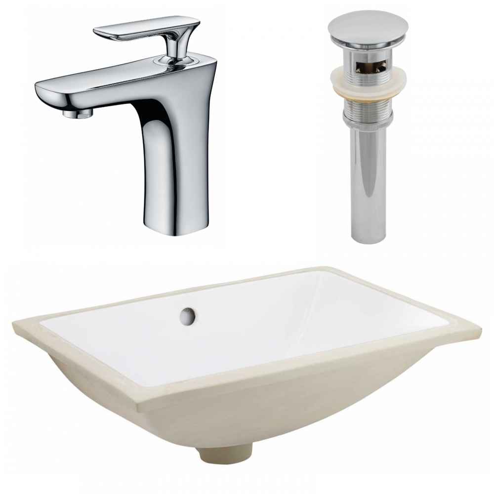 20.75-in. W CSA Rectangle Bathroom Undermount Sink Set In White - Chrome Hardware - Overflow Drain Incl.
