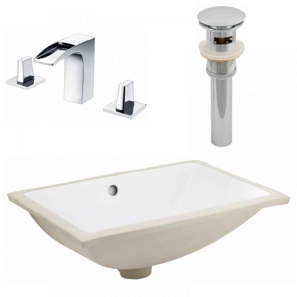 20.75-in. W CSA Rectangle Bathroom Undermount Sink Set In White - Chrome Hardware - Overflow Drain Incl.