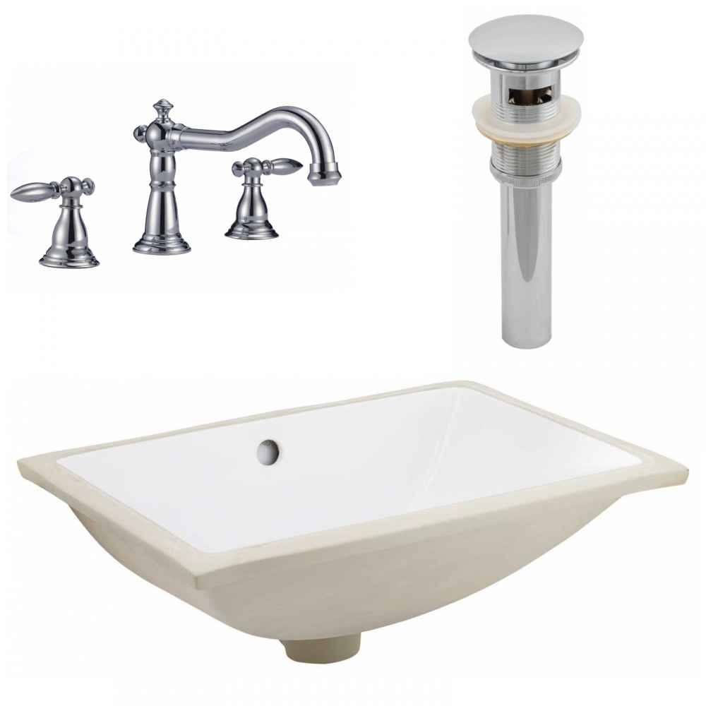 20.75-in. W CSA Rectangle Bathroom Undermount Sink Set In White - Chrome Hardware - Overflow Drain Incl.