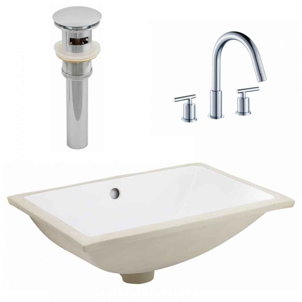 20.75-in. W CSA Rectangle Bathroom Undermount Sink Set In White - Chrome Hardware - Overflow Drain Incl.