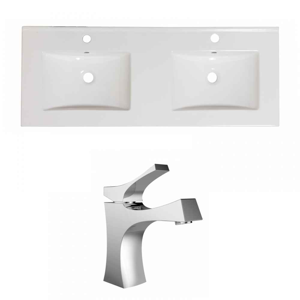 48-in. W 1 Hole Ceramic Top Set In White Color