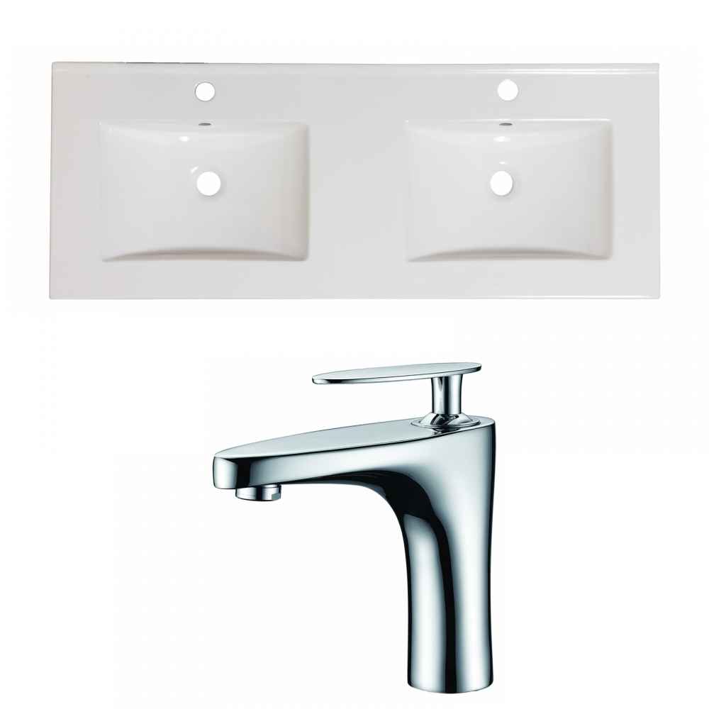 48-in. W 1 Hole Ceramic Top Set In White Color