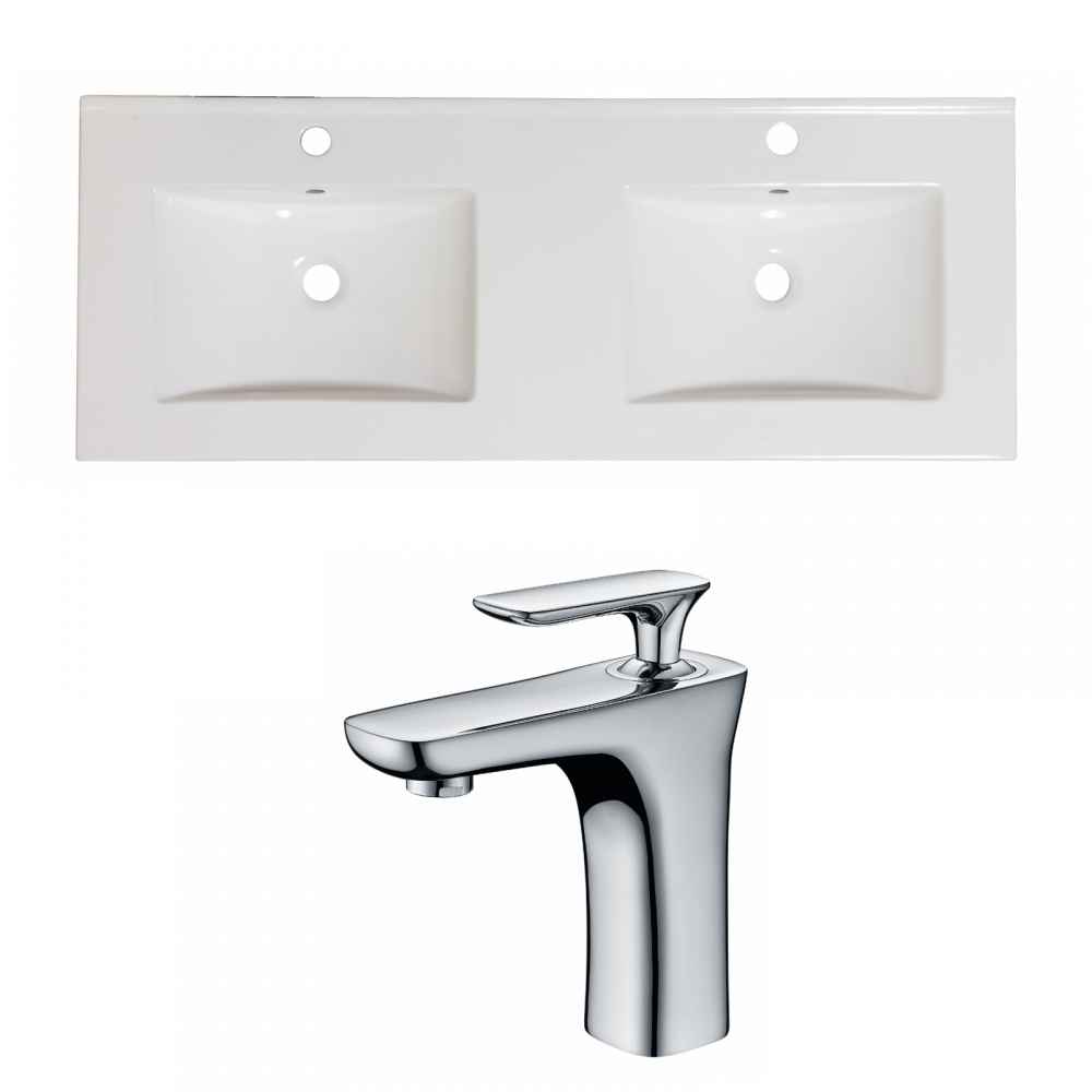 48-in. W 1 Hole Ceramic Top Set In White Color