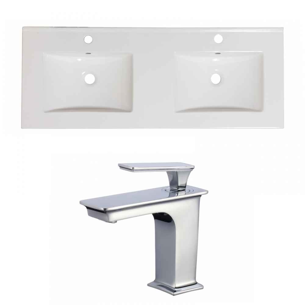 59-in. W 1 Hole Ceramic Top Set In White Color