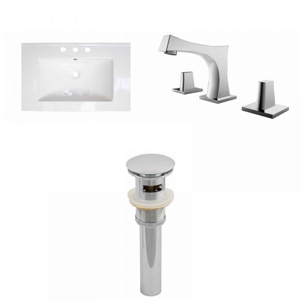 24.25-in. W 3H8-in. Ceramic Top Set In White Color - Overflow Drain Incl.