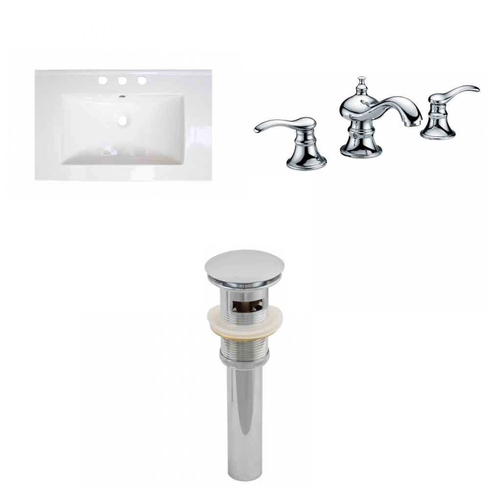 24.25-in. W 3H8-in. Ceramic Top Set In White Color - Overflow Drain Incl.