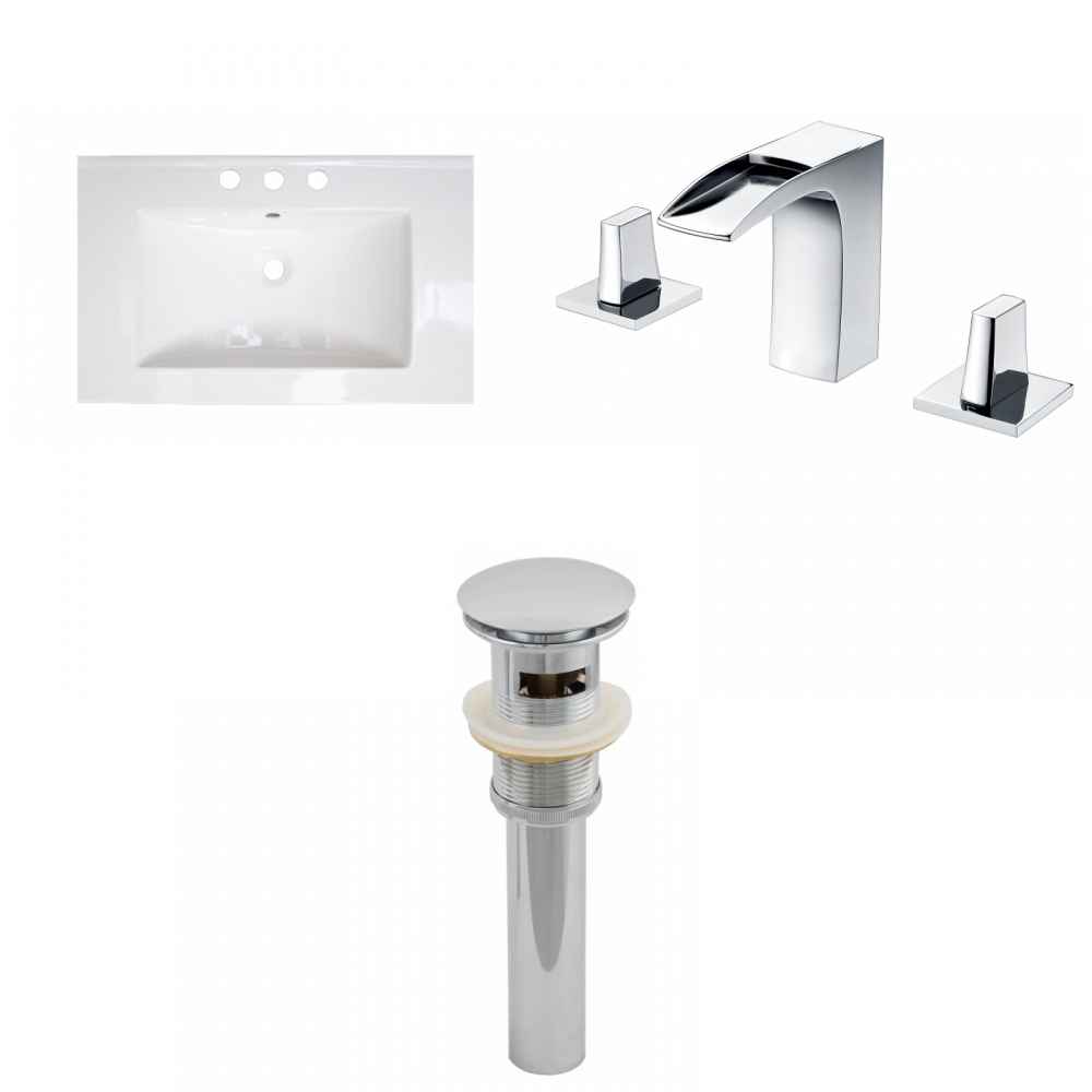 24.25-in. W 3H8-in. Ceramic Top Set In White Color - Overflow Drain Incl.