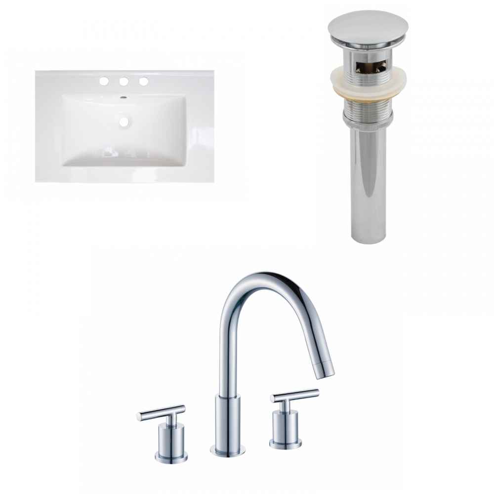 24.25-in. W 3H8-in. Ceramic Top Set In White Color - Overflow Drain Incl.