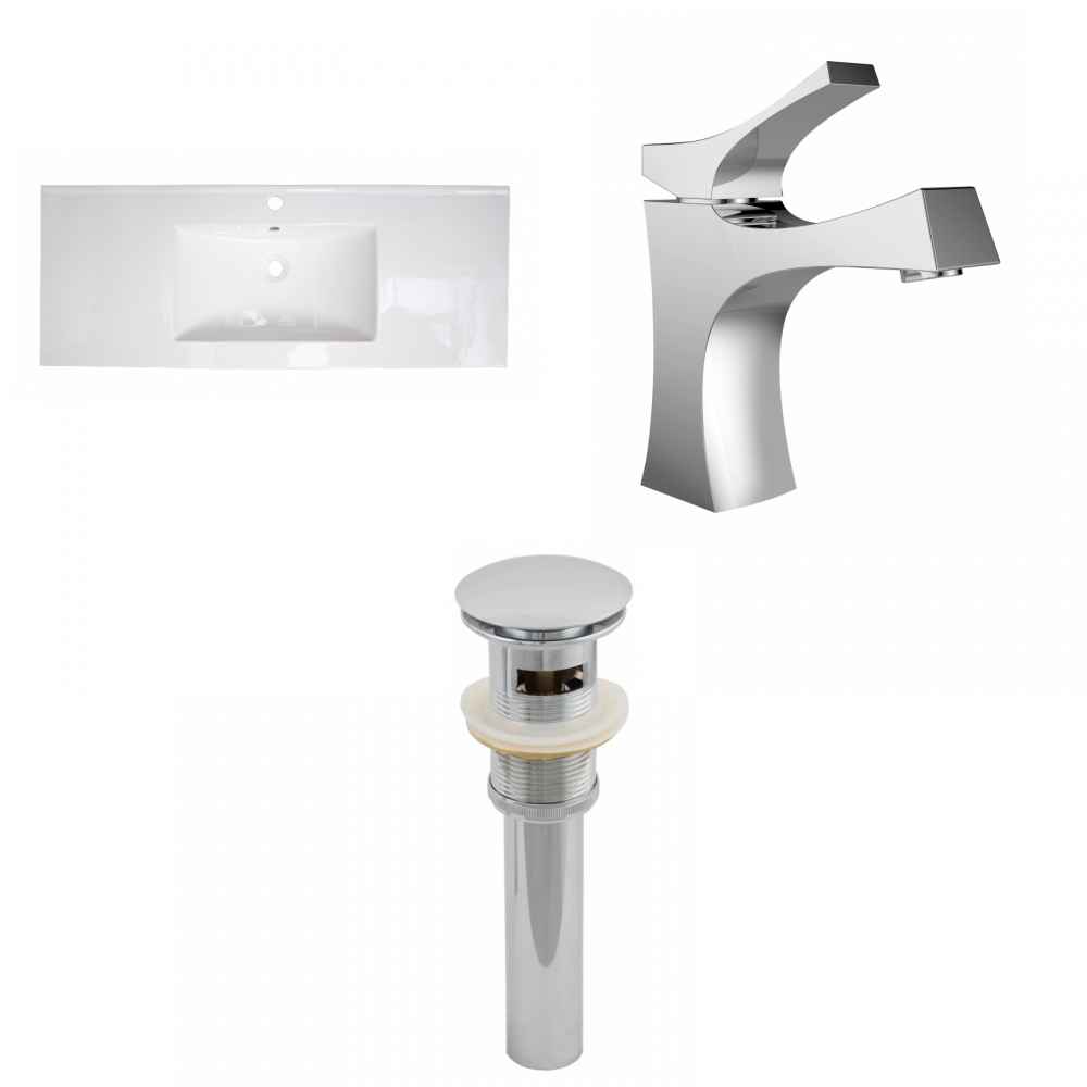 48-in. W 1 Hole Ceramic Top Set In White Color - Overflow Drain Incl.