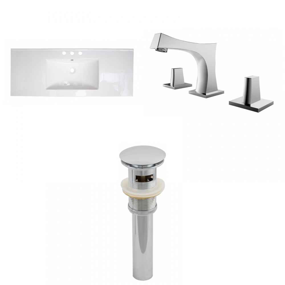 48-in. W 3H8-in. Ceramic Top Set In White Color - Overflow Drain Incl.