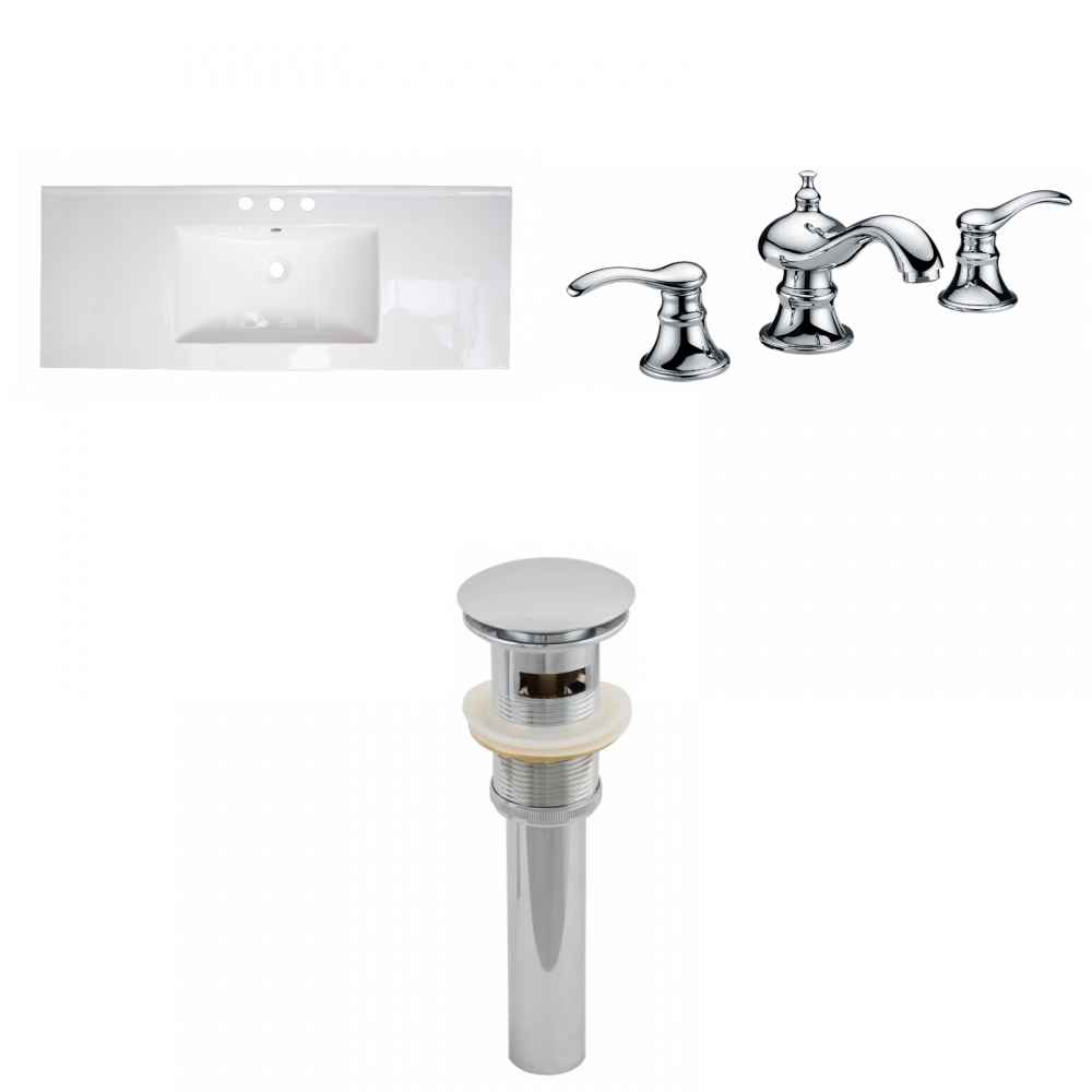 48-in. W 3H8-in. Ceramic Top Set In White Color - Overflow Drain Incl.