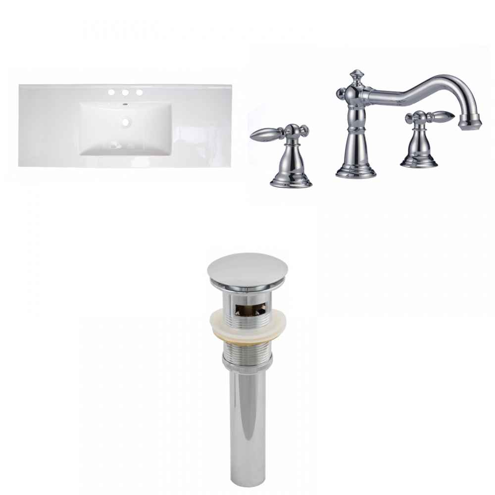 48-in. W 3H8-in. Ceramic Top Set In White Color - Overflow Drain Incl.