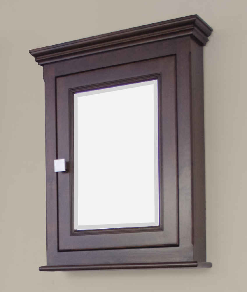 24-in. W 30-in. H Traditional Birch Wood-Veneer Medicine Cabinet In Tobacco