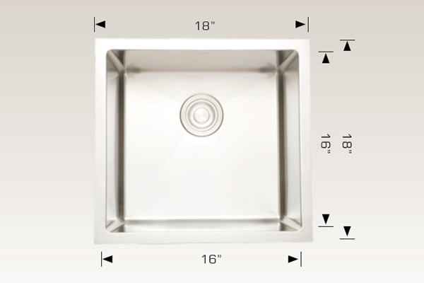 18-in. W CSA Approved Stainless Steel Kitchen Sink With 1 Bowl And 18 Gauge