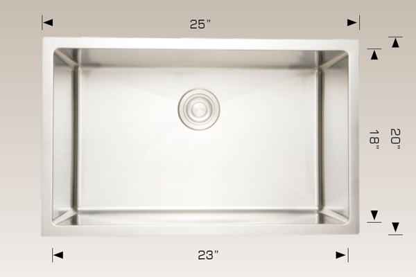 25-in. W CSA Approved Stainless Steel Kitchen Sink With 1 Bowl And 16 Gauge