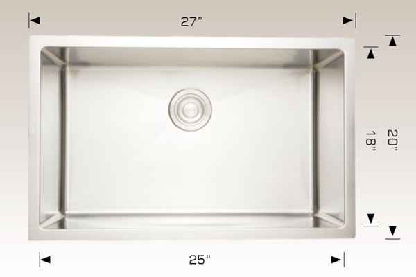 27-in. W CSA Approved Stainless Steel Kitchen Sink With 1 Bowl And 16 Gauge