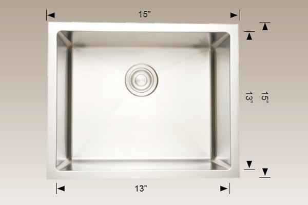 15-in. W CSA Approved Stainless Steel Kitchen Sink With 1 Bowl And 18 Gauge
