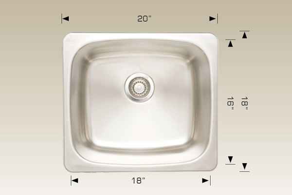 20-in. W CSA Approved Stainless Steel Kitchen Sink With 1 Bowl And 18 Gauge
