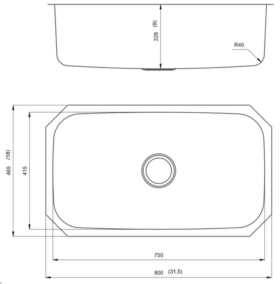 31.5-in. W CSA Approved Stainless Steel Kitchen Sink With 1 Bowl And 18 Gauge