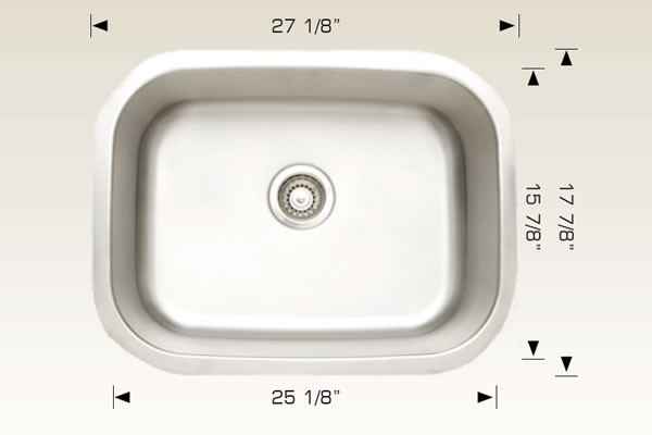 27.125-in. W CSA Approved Stainless Steel Kitchen Sink With 1 Bowl And 18 Gauge