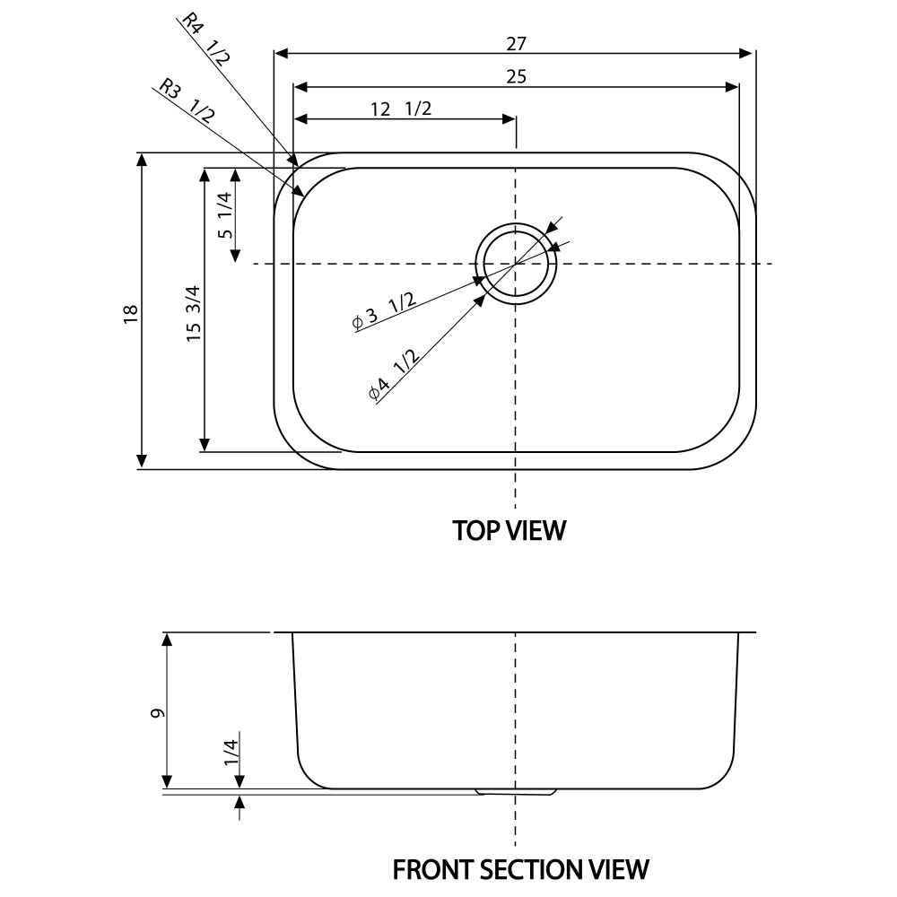 27.125-in. W CSA Approved Stainless Steel Kitchen Sink With 1 Bowl And 18 Gauge