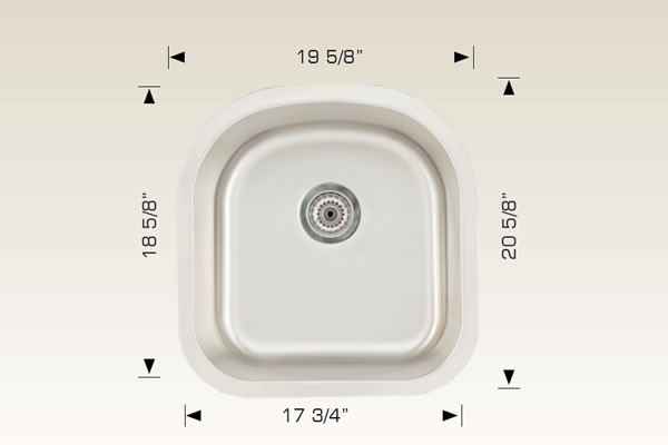 20.625-in. W CSA Approved Stainless Steel Kitchen Sink With 1 Bowl And 18 Gauge